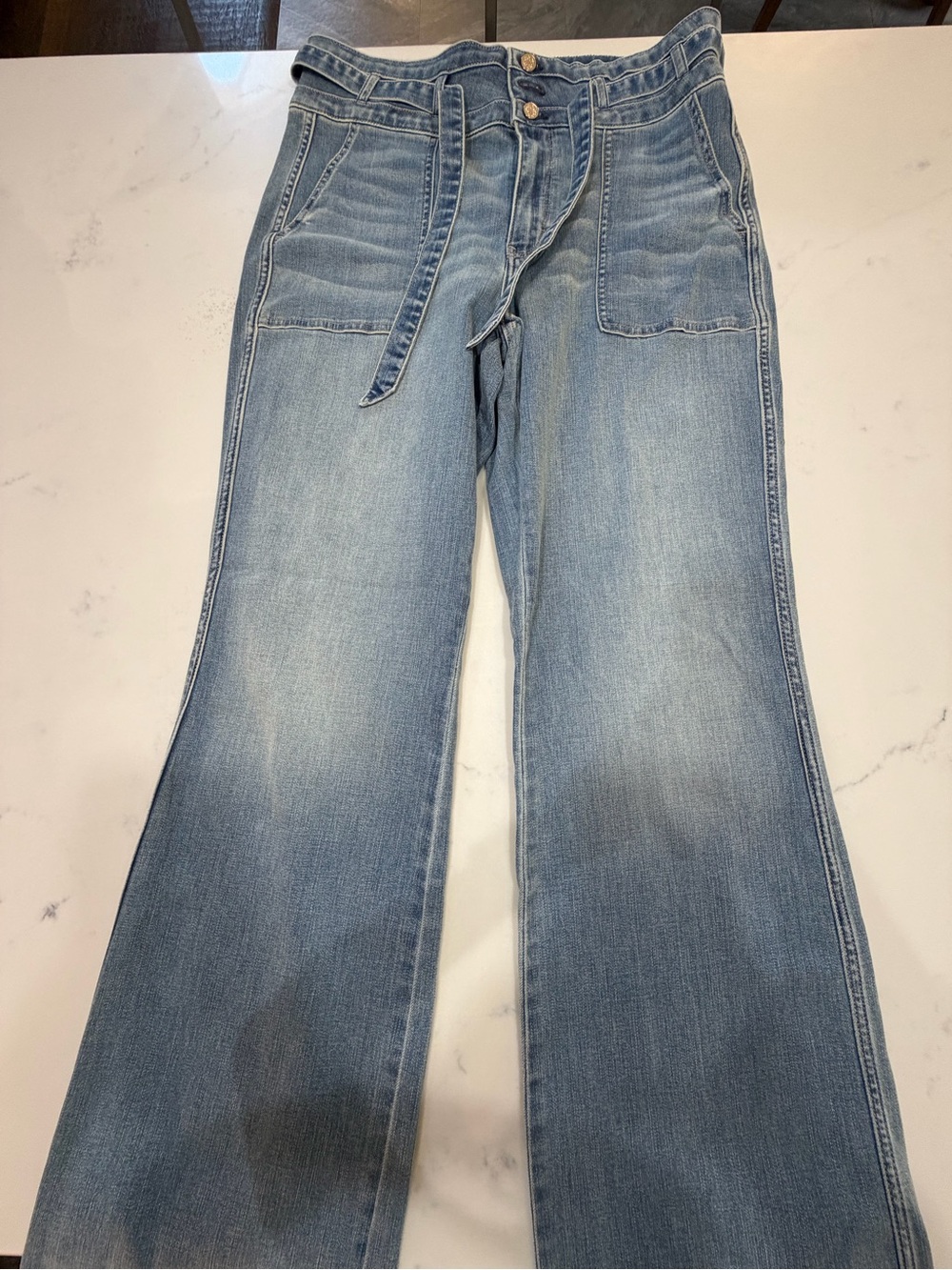 White House Black Market Light Blue Wide-Leg Jeans with Front Patch Pockets